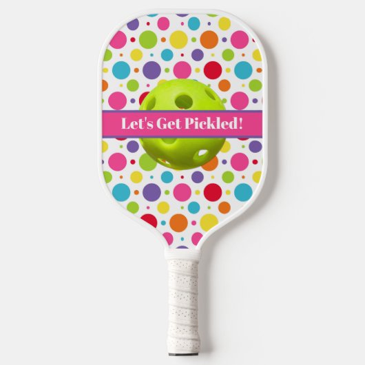 Personalisierte Polka-Dots, lasst uns Pickleba bek Pickleball Schläger (Vorderseite)