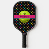 Personalisierte Polka Dots, lasst uns pickled werd Pickleball Schläger (Rückseite)