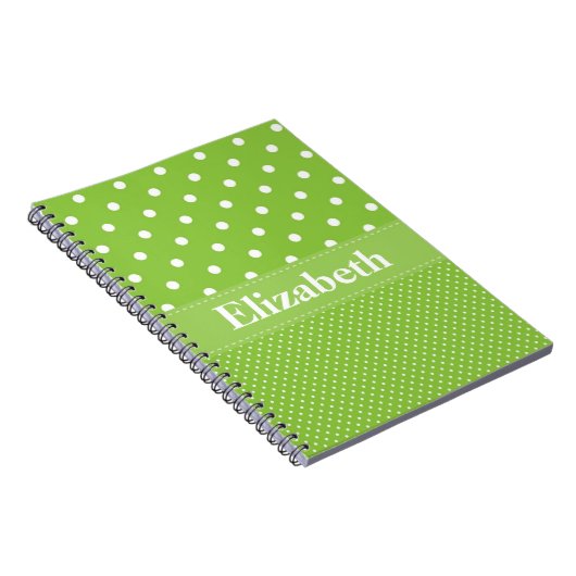 Personalisierte Polka Dots Muster grün & weiß Notizblock (Rechte Seite)