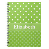 Personalisierte Polka Dots Muster grün & weiß Notizblock (Vorderseite)