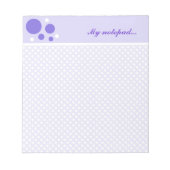 Personalisierte Polka Dots Notepad: Lila weiße Pun Notizblock (Vorderseite)