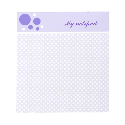 Personalisierte Polka Dots Notepad: Lila weiße Pun Notizblock (Vorderseite)