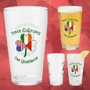 Personalisierte Polnisch-Irisch-Amerikanische Flag Glas