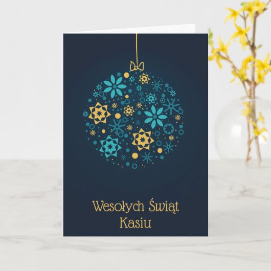 Personalisierte polnische Weihnachtskarte Karte (Gelbe Blume)