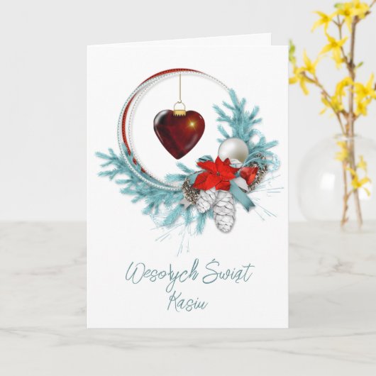 Personalisierte polnische Weihnachtskarte Karte (Gelbe Blume)