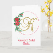 Personalisierte polnische Weihnachtskarte Karte (Gelbe Blume)