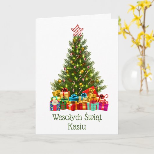 Personalisierte polnische Weihnachtskarte Karte (Gelbe Blume)