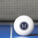 Personalisierte Pong-Balls für Navy Blue Monogram Tischtennisball<br><div class="desc">Individuell bedruckte Tischtennisbälle personalisiert mit dem Monogramm-Initial- oder anderen benutzerdefinierten Text in einem modernen Kreisrahmen. Klicken Sie auf Anpassen,  um Schriftart und Farben zu bearbeiten oder eigene Texte und Bilder hinzuzufügen,  um ein einzigartiges Geschenk für einen Tischtennisliebhaber zu erstellen.</div>