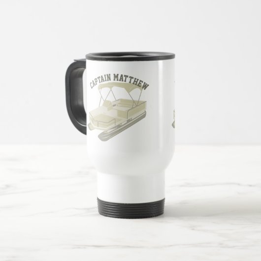 Personalisierte Pontoon Boat Travel Mug Reisebecher (Vorderseite Links)