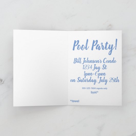 Personalisierte Pool-oder Strand-Party Einladung (Innenseite)
