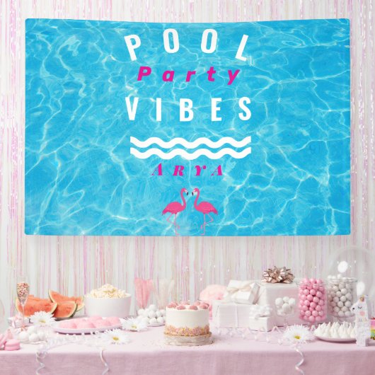 Personalisierte Poolparty-Stimmung Sommerbanner Banner (Party)