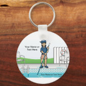 Personalisierte Poolreiniger - Cartoon von Frauen Schlüsselanhänger (Vorderseite)