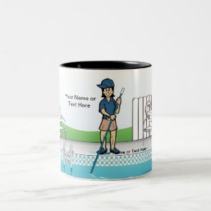 Personalisierte Poolreiniger - Cartoon von Frauen Zweifarbige Tasse
