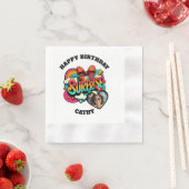 Personalisierte Pop-Art-Retro-Geburtstagsfoto Serviette (Beispiel)