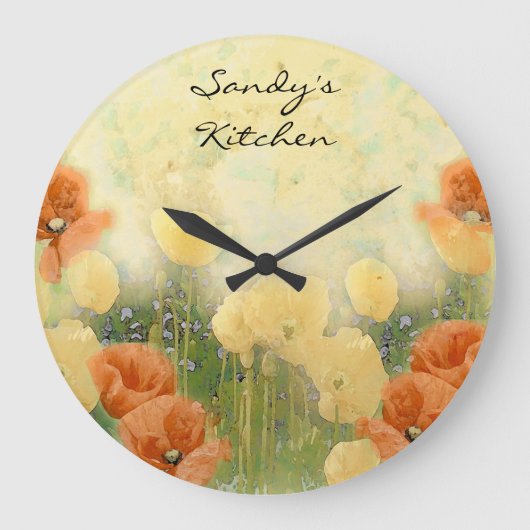Personalisierte Poppy Kitchen Clock Große Wanduhr (Vorderseite)