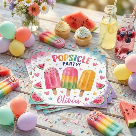 Personalisierte Popsicle-Party Sommer-Geburtstagsf Serviette