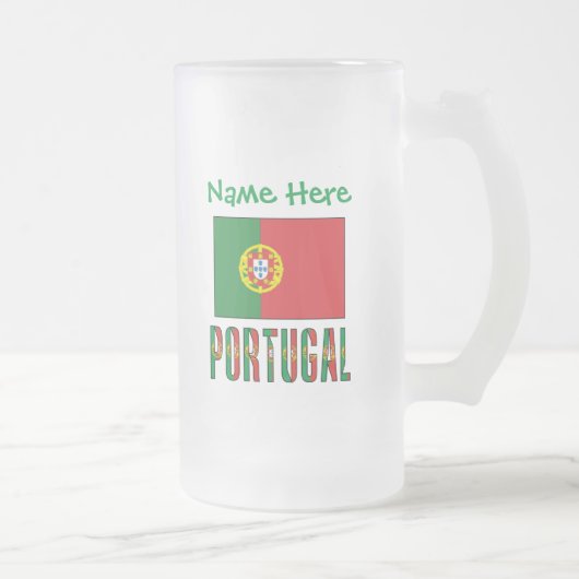 Personalisierte Portugal-Flagge-Herkunft Mattglas Bierglas (Rechts)