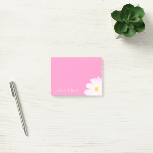 Personalisierte Post-it®-Noten Rosa mit daisy Blum Post-it Klebezettel (Büro)
