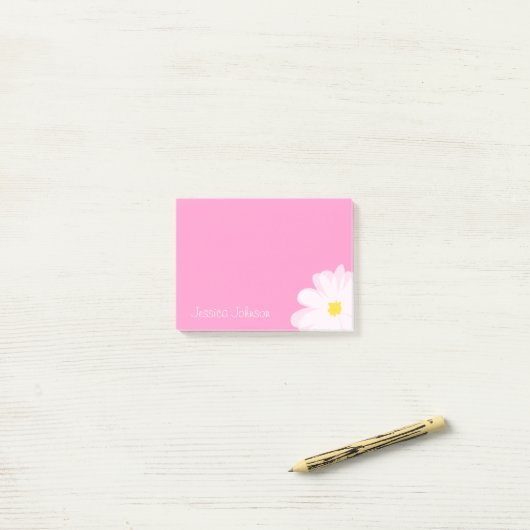 Personalisierte Post-it®-Noten Rosa mit daisy Blum Post-it Klebezettel (Auf Schreibtisch)