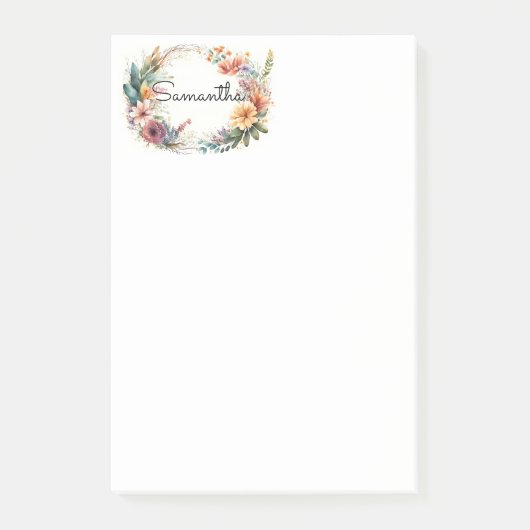 Personalisierte Post-it-Notes mit Blumenkranz Post-it Klebezettel (Vorderseite)