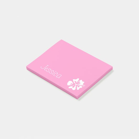 Personalisierte Post-it®-Notizen | Rosa Hibiskus B Post-it Klebezettel (angewinkelt)
