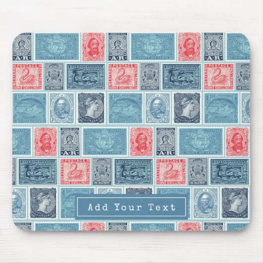 Personalisierte postalische Briefmarke Blaues Vint Mousepad (Vorne)