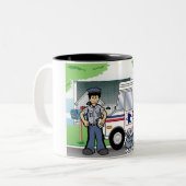 Personalisierte Postarbeiter - männlicher Cartoon Zweifarbige Tasse (Vorderseite Links)