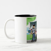 Personalisierte Postarbeiter - männlicher Cartoon Zweifarbige Tasse (Links)
