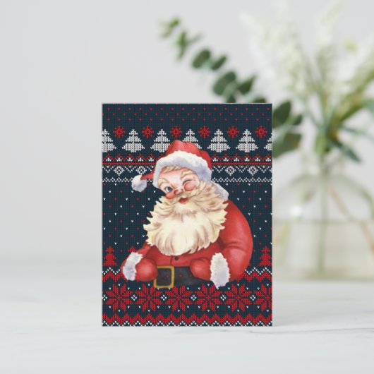 Personalisierte Postkarte Winking Santa Claus gekn (Stehend Vorderseite)