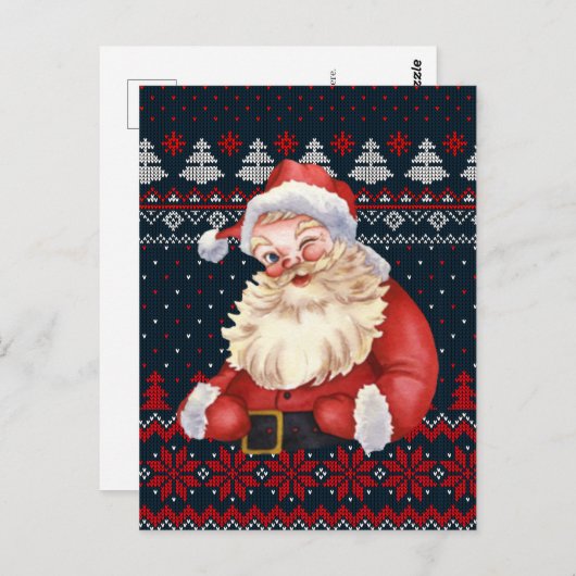 Personalisierte Postkarte Winking Santa Claus gekn (Vorne/Hinten)
