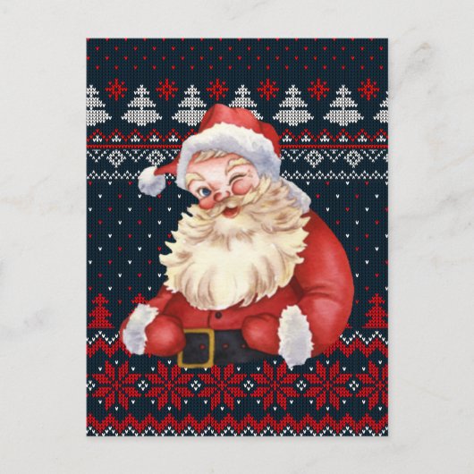 Personalisierte Postkarte Winking Santa Claus gekn (Vorderseite)