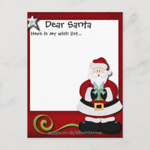 Personalisierte Postkarte - Wunschliste rot