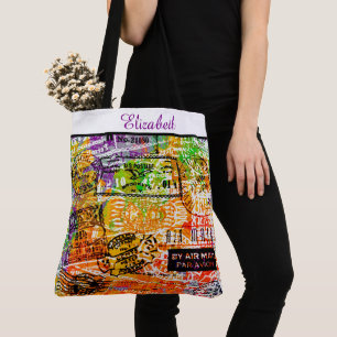 Personalisierte Poststempel-Collage Tasche