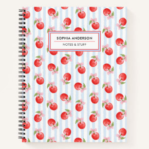 Personalisierte Preppy-Coquette-Rot-Kirsche-Rosa-S Notizblock