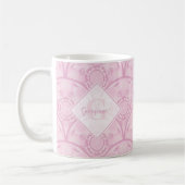 Personalisierte Preppy in Pink Mandala Art Deco Kaffeetasse (Links)