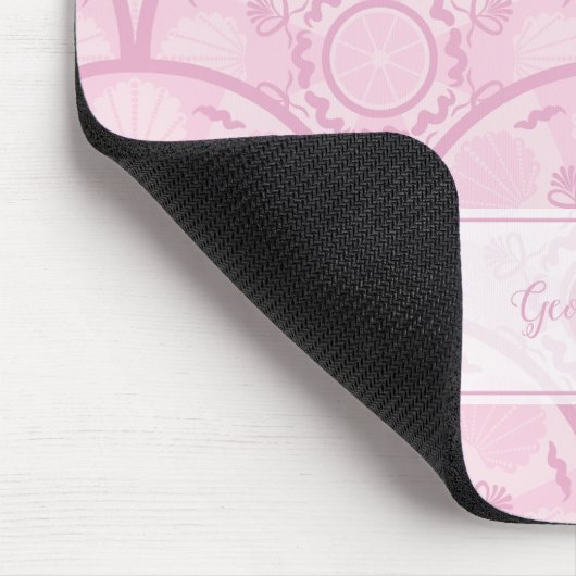 Personalisierte Preppy in Pink Mandala Art Deco Mousepad (Ecke)