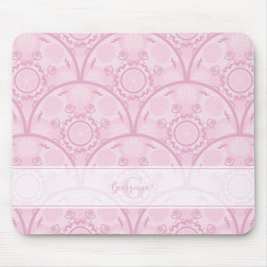Personalisierte Preppy in Pink Mandala Art Deco Mousepad (Vorne)