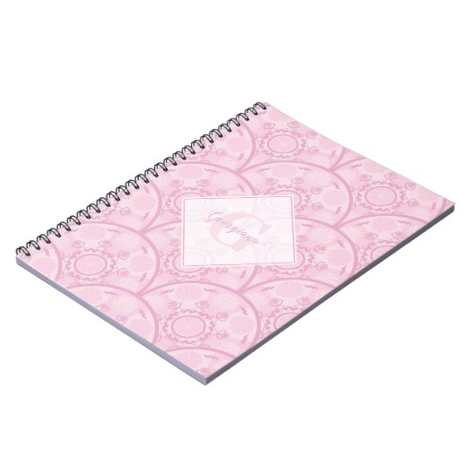 Personalisierte Preppy in Pink Mandala Art Deco Notizblock (Linke Seite)