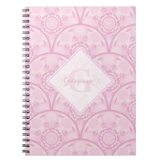 Personalisierte Preppy in Pink Mandala Art Deco Notizblock (Vorderseite)