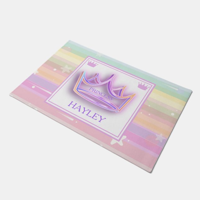 Personalisierte Princess Crown Area Teppich Fußmatte (Schrägansicht)