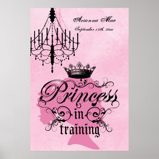 Personalisierte Princess in Training Kinderzimmer Poster (Vorne)