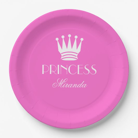 Personalisierte Princess-Platte mit Namen Pappteller (Vorderseite)