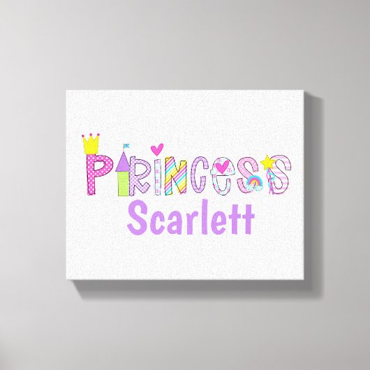 Personalisierte Prinzessin Alphabet Kronplatz Wand Leinwanddruck (Vorderseite)