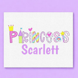 Personalisierte Prinzessin Alphabet Kronplatz Wand Leinwanddruck