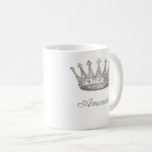 Personalisierte Prinzessin Kronplatz Tiara Kaffeetasse (VorderseiteRechts)