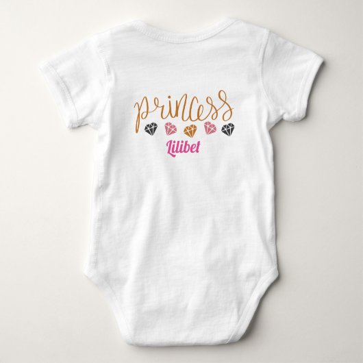 Personalisierte Prinzessin Lilibet Ballerina Rabbi Baby Strampler (Rückseite)
