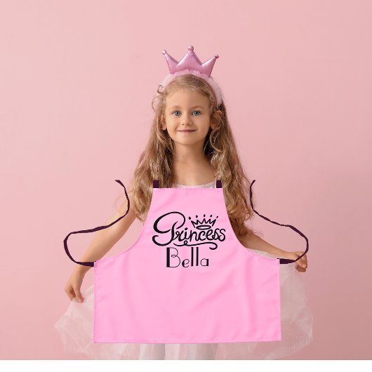 Personalisierte Prinzessin Name Pink Girl's Schürz Schürze