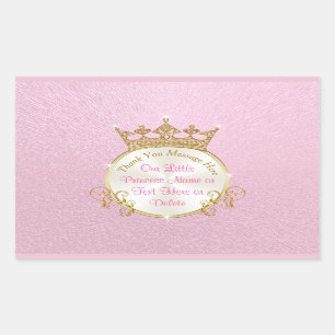 Personalisierte Prinzessin-Stickers, Rosa, Gold Ti Rechteckiger Aufkleber