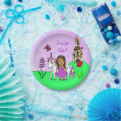 Personalisierte Prinzessin und Schloss Unicorn Geb Pappteller (Party)