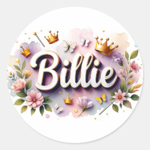 Personalisierte Prinzessinnen-Blumen-Name-Aufklebe Runder Aufkleber